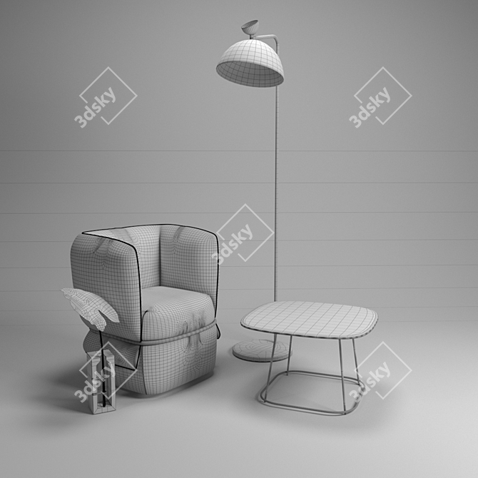 Modern Elegance Chemise Chair 3D model image 2