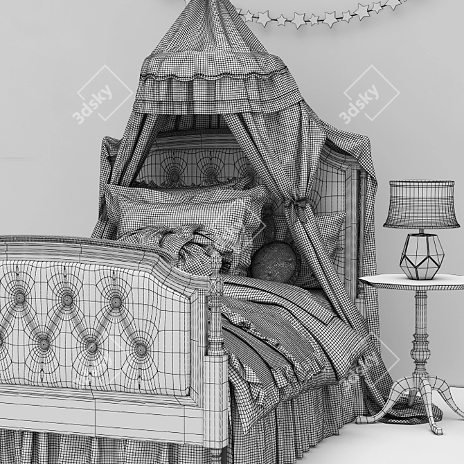 Title: Pottery Barn Kids Blythe Tufted Bed 3D model image 3