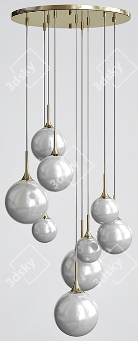 RH Whitley Chandelier: Classic Gold Pendant 3D model image 2