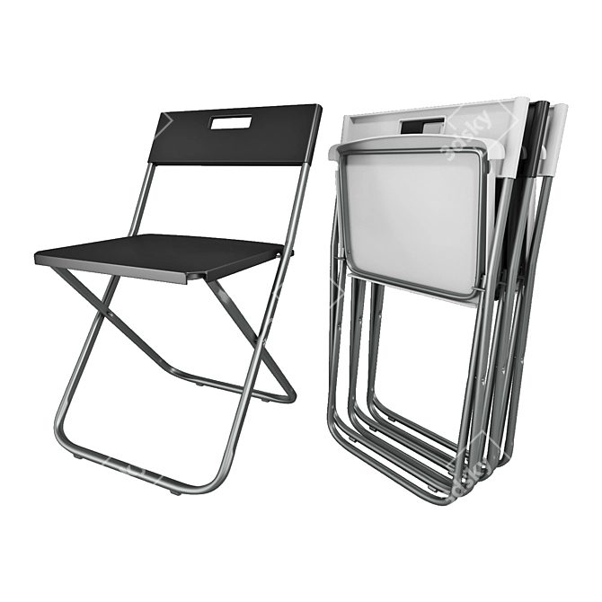 Space-Saving Folding Stool 3D model image 1