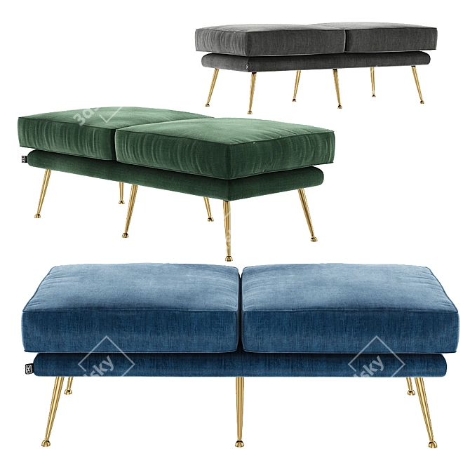 EICHHOLTZ Tahoe Bench: Roche Velvet Brass Legs 3D model image 1