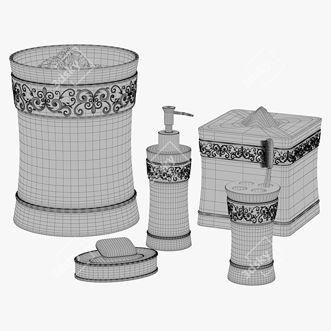 Elegant Silver Bath Set 3D model image 3