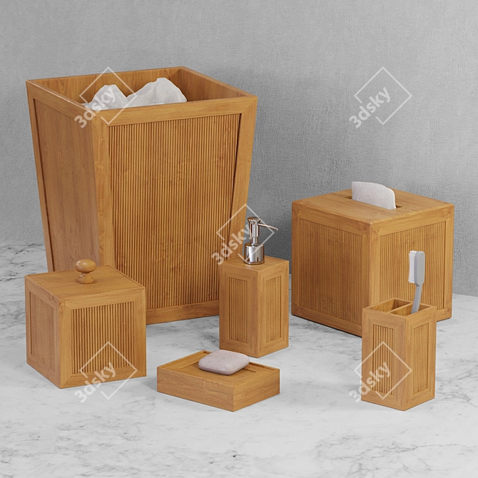 Bamboo Bliss 6-Piece Bath Set 3D model image 1