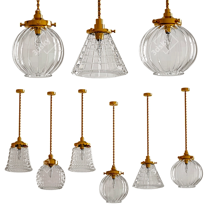 Elegant Glass Pendant Lamp 3D model image 1