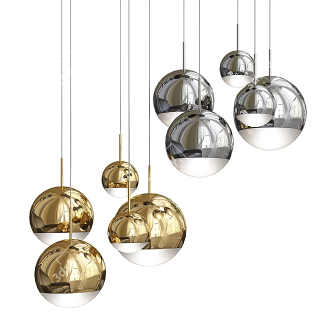 Elegant Mirror Ball Pendant 3D model image 1
