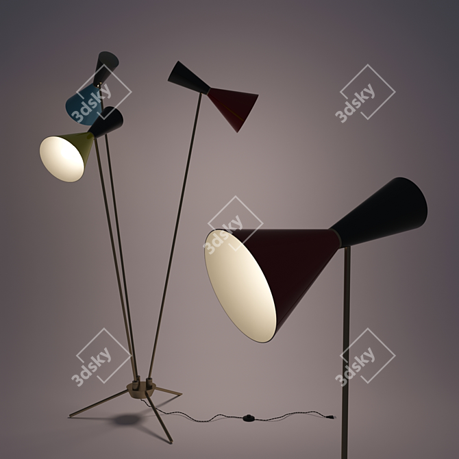 Stilnovo Style Floor Lamp 3D model image 2