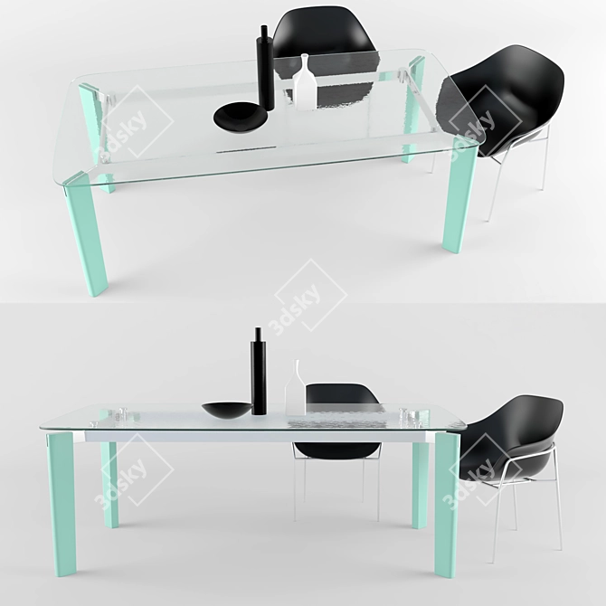 Oskar Glass Top Table: Fluid Harmony 3D model image 1