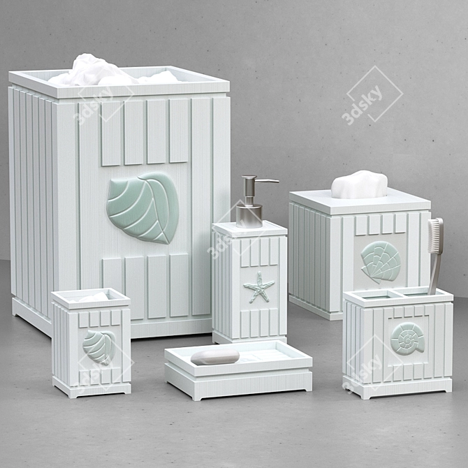 Coastal Seashell Bath Set 3D model image 1
