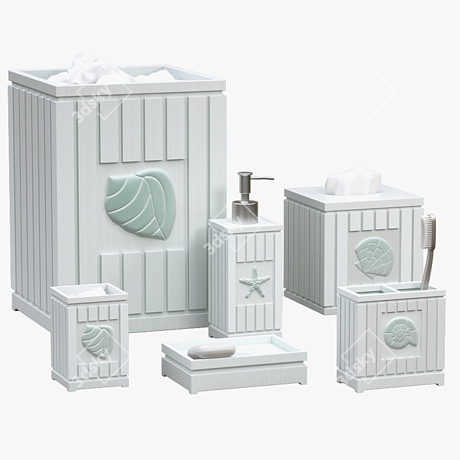 Coastal Seashell Bath Set 3D model image 2