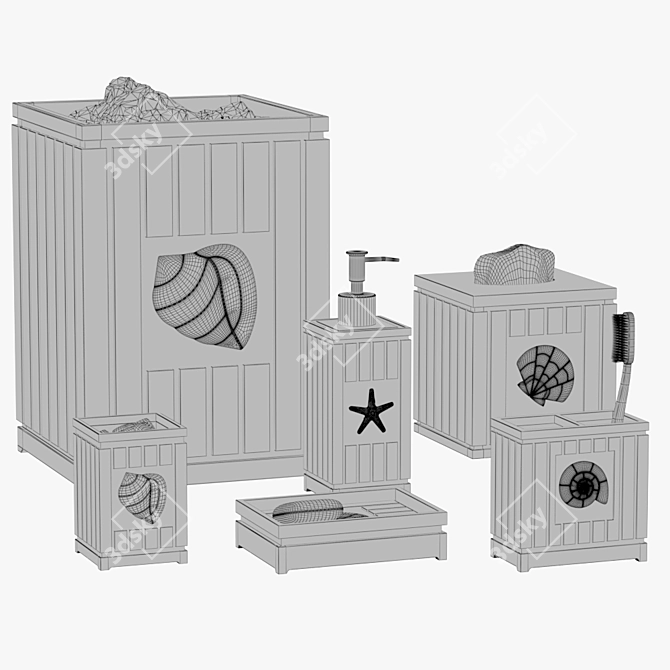 Coastal Seashell Bath Set 3D model image 3