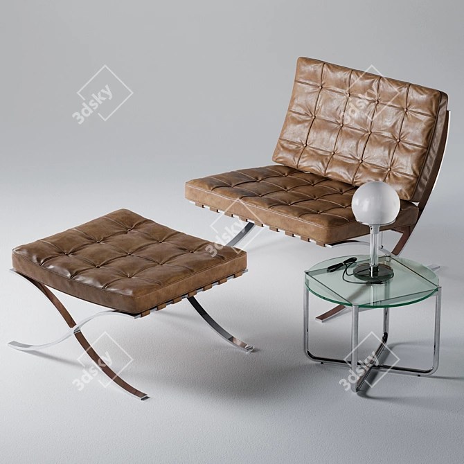 Minimalist Barcelona Furniture Set 3D model image 1