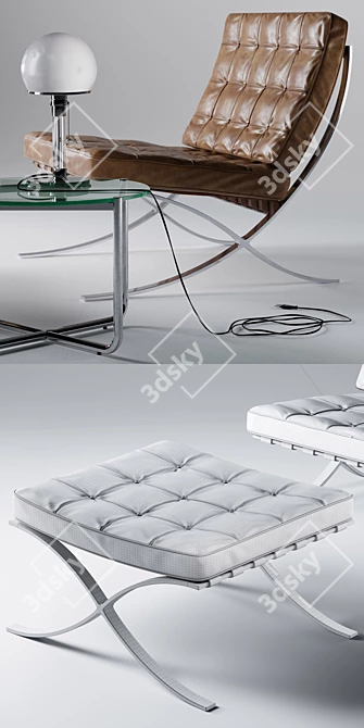 Minimalist Barcelona Furniture Set 3D model image 3