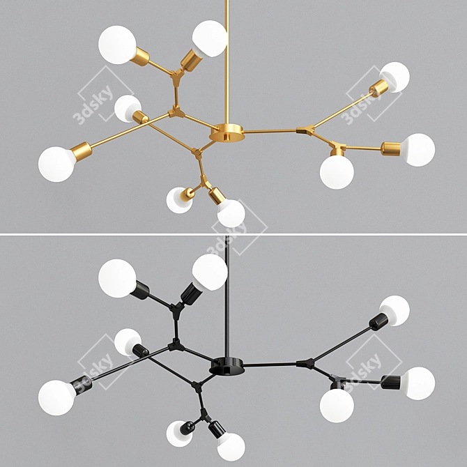 Sleek Nordic Chandelier 3D model image 1
