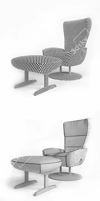 Elegant Leather Giorgetti Armchair 3D model image 3