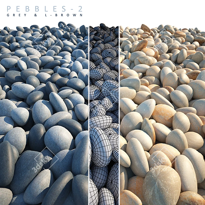 Pebbles 2.0: Natural Grey & Light Brown. 3D model image 1