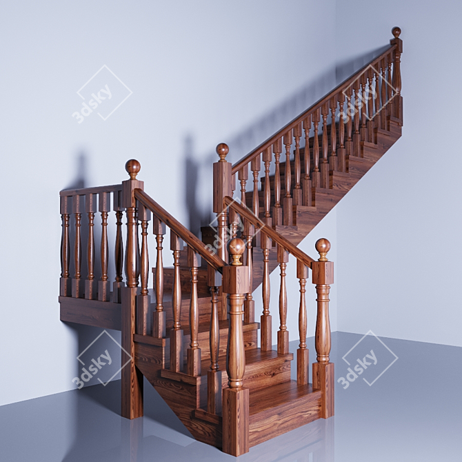 Wooden Stairs: Elegant and Durable 3D model image 2