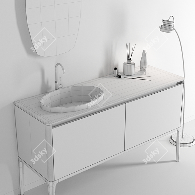 Elegant Ash Vanity Unit - Suite 3D model image 3