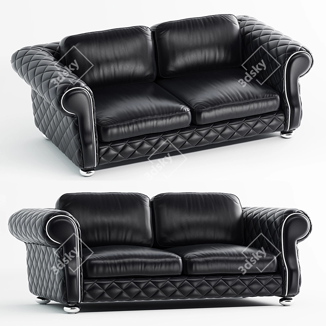 Luxury Lugano Leather Sofa 3D model image 1