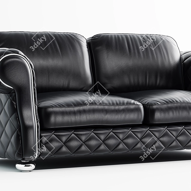 Luxury Lugano Leather Sofa 3D model image 2