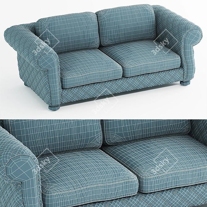 Luxury Lugano Leather Sofa 3D model image 3