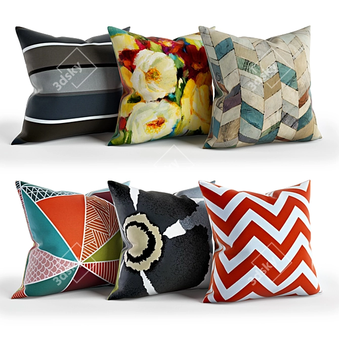 Cozy Cushion Bundle: Set of 2- 45x45cm Pillows 3D model image 1