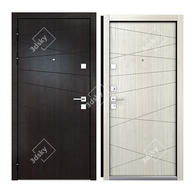 Monte Metal Entrance Door 900x2050mm 3D model image 3