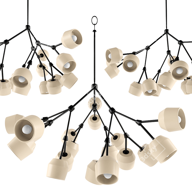 Porcelain Affinity Chandelier 3D model image 1