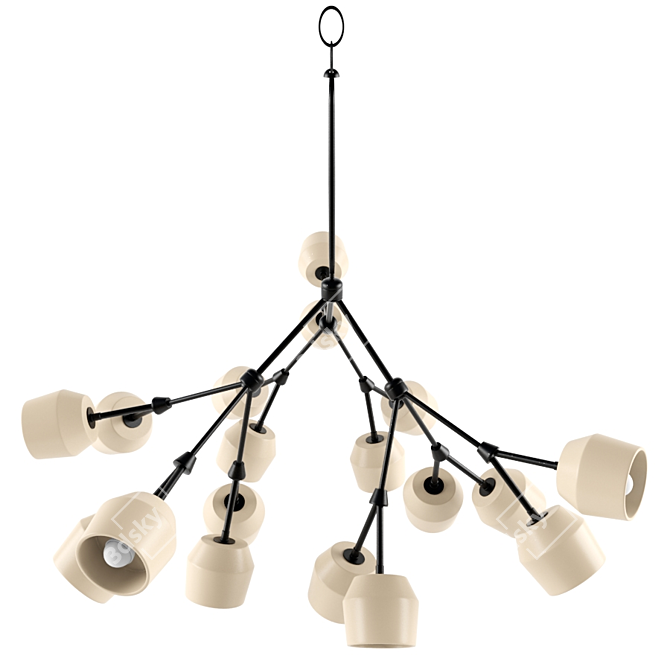 Porcelain Affinity Chandelier 3D model image 2