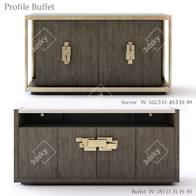Elegant Bernhardt Profile Buffet 3D model image 1