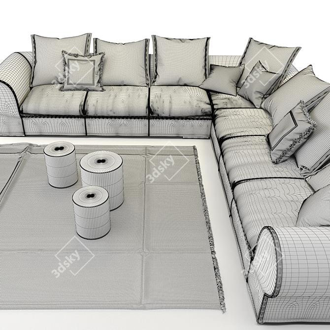 Luxurious Modular Gold Sofa 3D model image 3