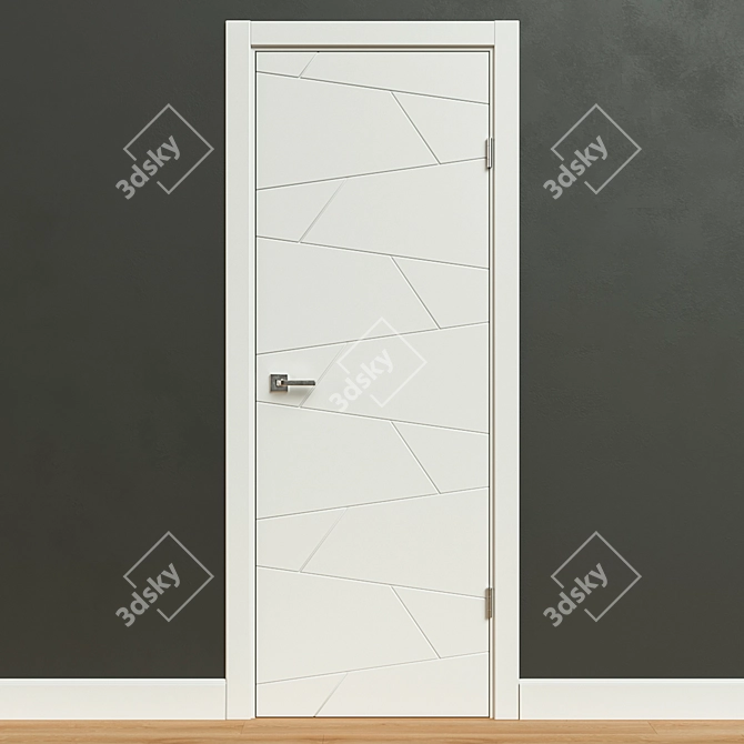 Sleek Zigzag Interior Door 3D model image 1