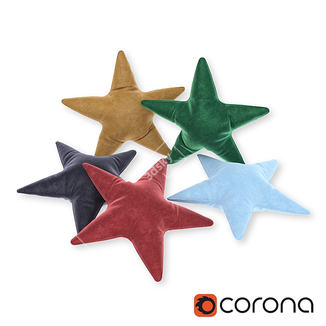 Velvet Star Cushions: Choose from 5 Stunning Colors 3D model image 1