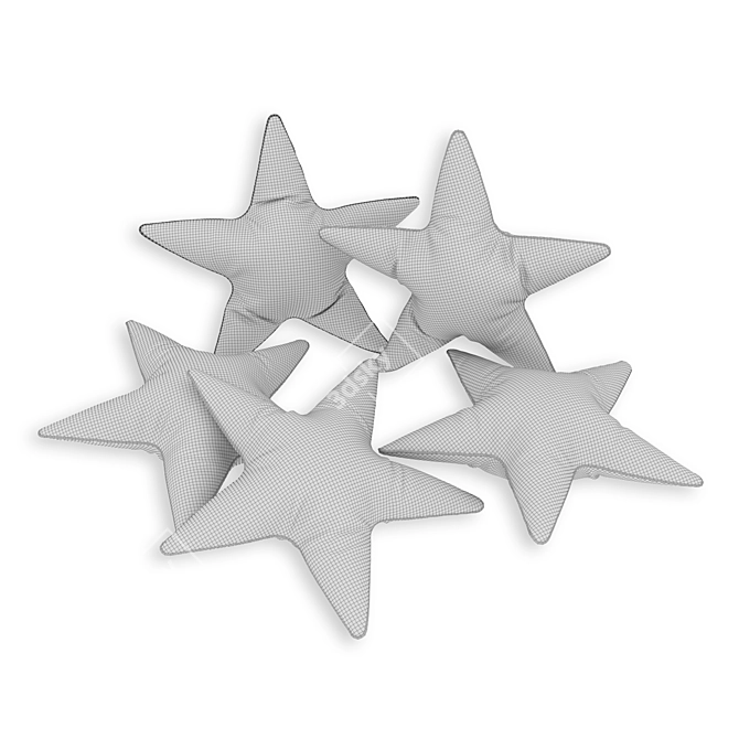 Velvet Star Cushions: Choose from 5 Stunning Colors 3D model image 2