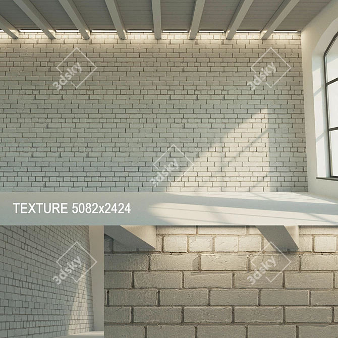 Seamless White Brick Wall 3D model image 1
