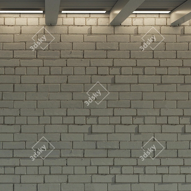Seamless White Brick Wall 3D model image 3