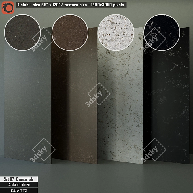 Luxury Quartz Slab Set 117 3D model image 1