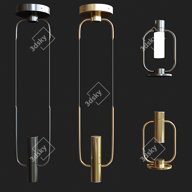 Sleek Storm Pendant Light 3D model image 1