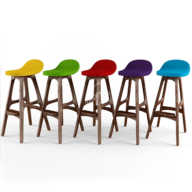 Set of 5 Bar Chairs 3D model image 1