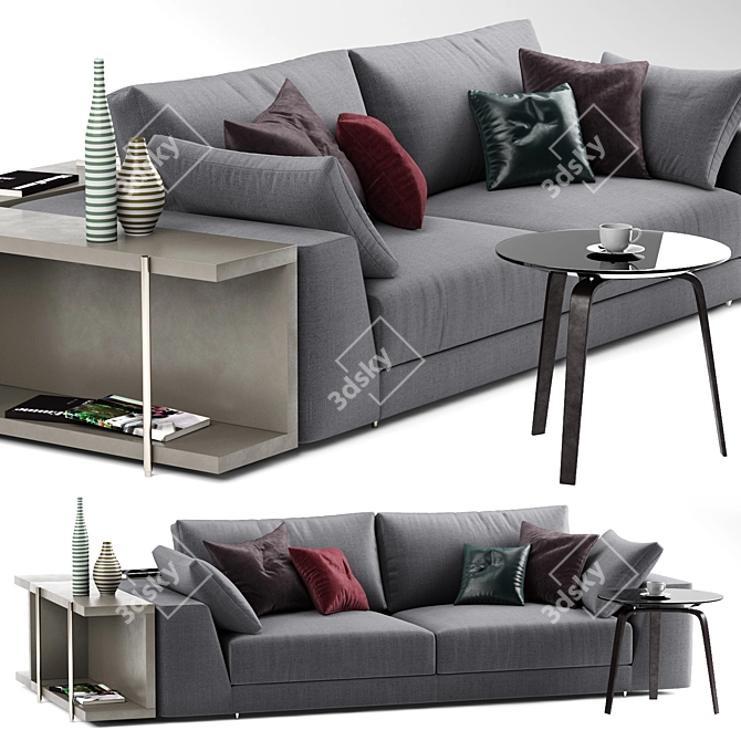 Argo Gray Sofa - Elegant Design by Mauro Lipparini 3D model image 1
