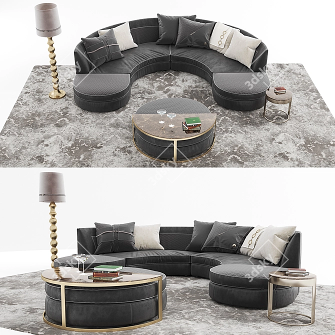 Vittoria Frigerio Borromeo Set: Stylish Sofa with Coffee Tables, Lamp, Rug, and Decor 3D model image 1
