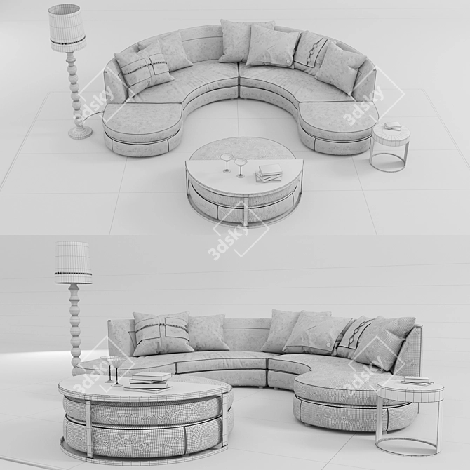 Vittoria Frigerio Borromeo Set: Stylish Sofa with Coffee Tables, Lamp, Rug, and Decor 3D model image 3