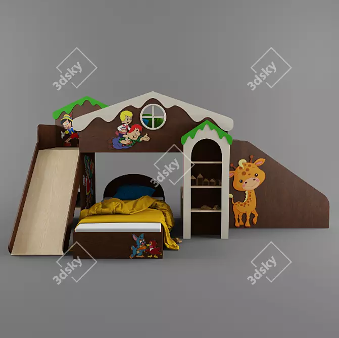 Title: Cartoon-themed Children's Bed 3D model image 3