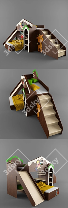 Title: Cartoon-themed Children's Bed 3D model image 1