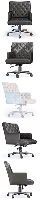 Luxury Leather Tufted Armchair 3D model image 3
