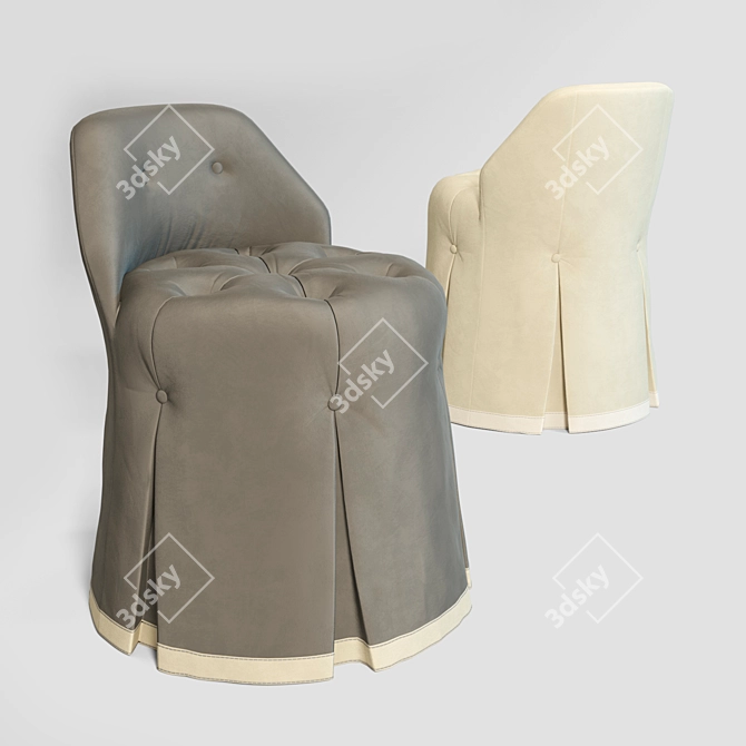 Elegant Margo Vanity Stool 3D model image 1