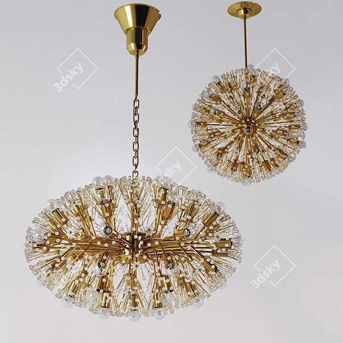 Gold Plated Blowball Sputnik Chandelier 3D model image 1