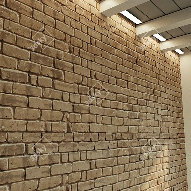 Vintage Clay Brick Wall Texture 3D model image 3