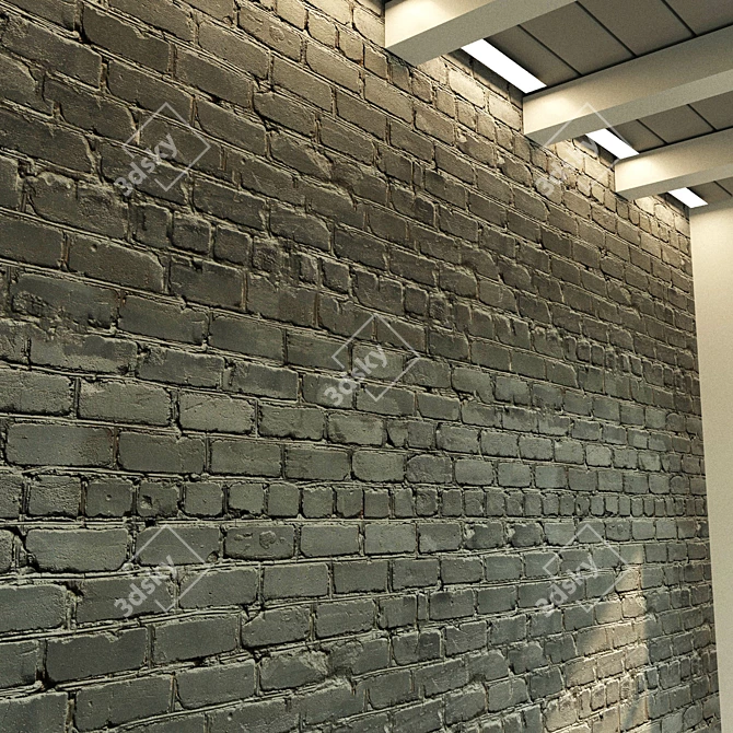 Vintage Painted Brick Wall 3D model image 3