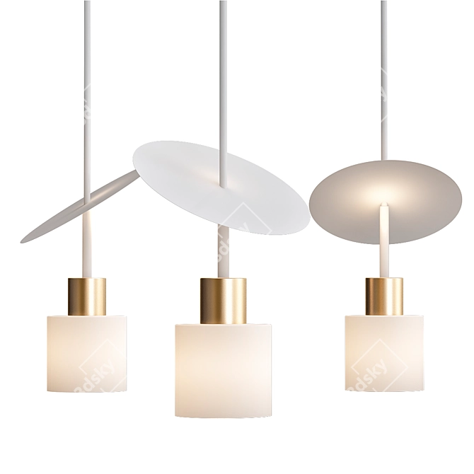 Elegant Trio Ceiling Lights 3D model image 1