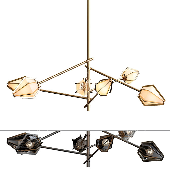 Elegant HARLOW Spoke Chandelier: Perfect Illumination by Gabriel Scott 3D model image 1